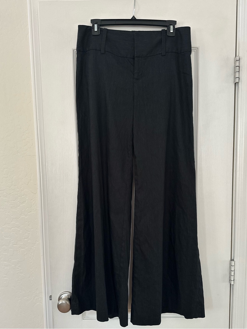 Alice + Olivia Black linen blend Wide-Leg Trousers